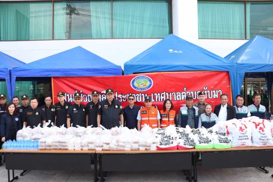 เทศบาลตำบลทับมา  รับการตรวจเยี่ยมศูนย์ช่วยเหลือผู้ประสบภัยน้ำท่วมตำบลทับมา